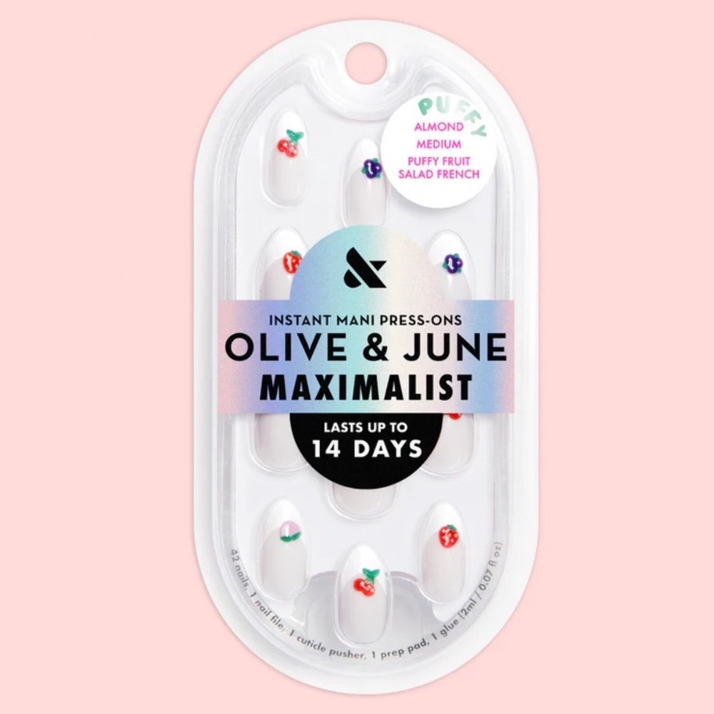 Olive & June Maximalist Press-On Nails Puffy Fruit Salad French Almond Medium